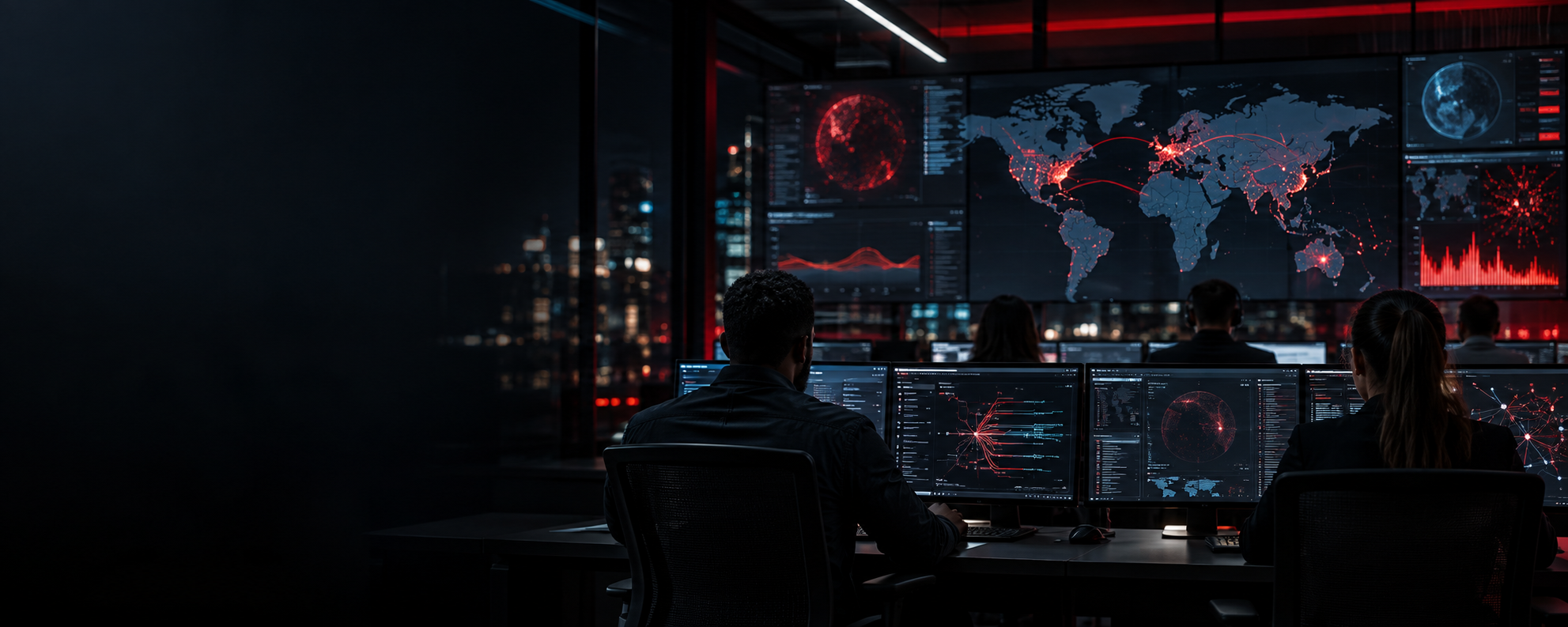 Security operations team monitoring cyber threats in a 24/7 SOC
